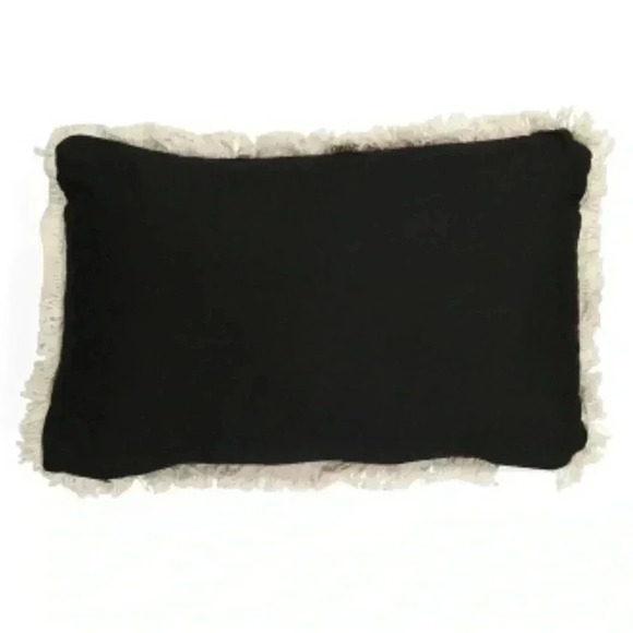 NEW Gorgeous BOO Embroidered Textured Yarn Accent Throw Pillow with fringe - Picture 9 of 10